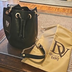 Divas bag black pebbled leather  NEW